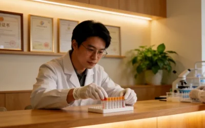 医生与患者共同查看病理报告的场景