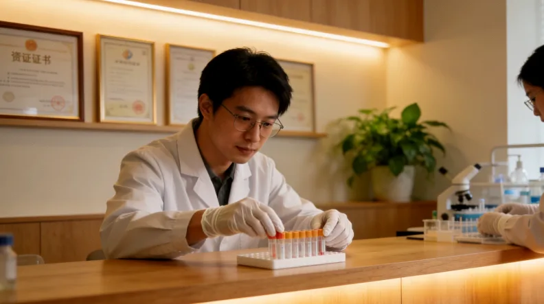 医生与患者共同查看病理报告的场景