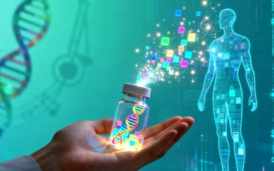 医生与患者共同查看基因检测报告示意图