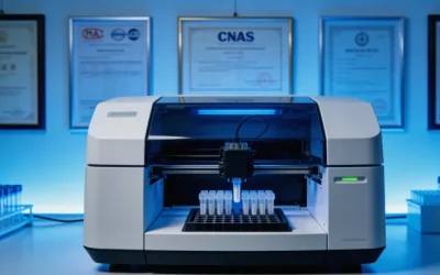 病理科医生在显微镜下观察肠癌组织切片