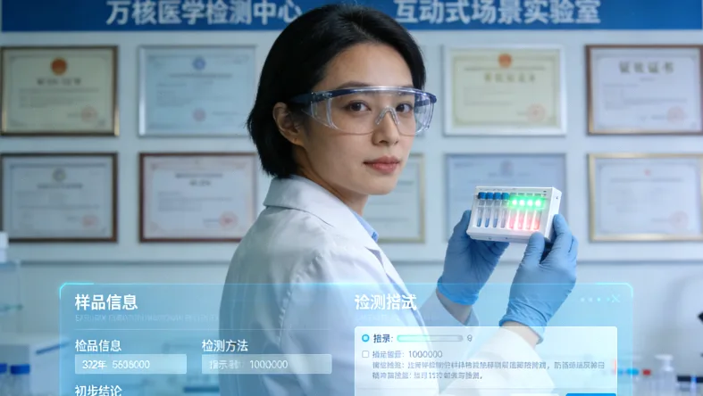 医生与患者家属讨论基因检测报告的场景