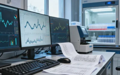 显微镜下的肿瘤细胞与基因序列示意图