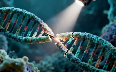 DNA双螺旋与错配修复蛋白工作示意图