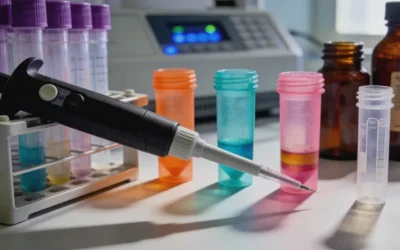 病理医生在显微镜下观察免疫组化染色切片