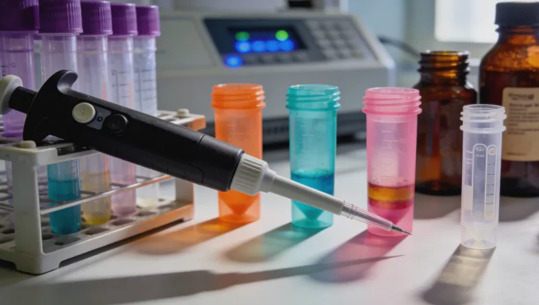 病理医生在显微镜下观察免疫组化染色切片