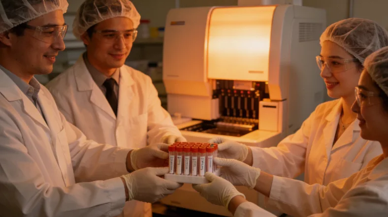 基因测序仪在实验室中工作的特写镜头