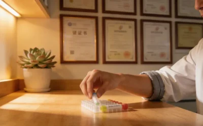 一位患者和家属正在医生办公室查看基因检测报告