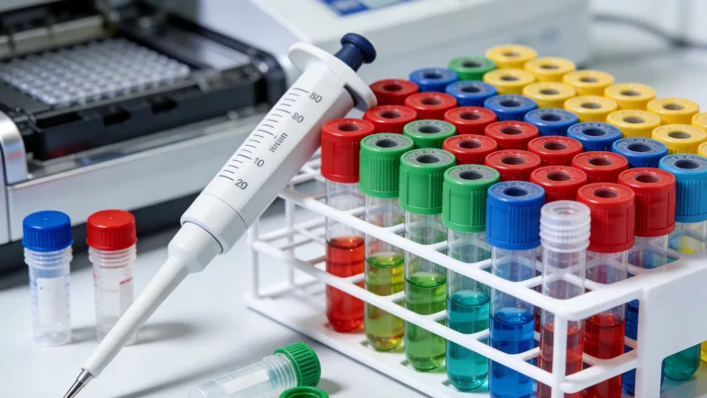 一个人困惑地看着厚厚的基因检测报告