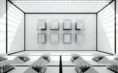 一个人拿着基因检测报告，站在药店柜台前思考