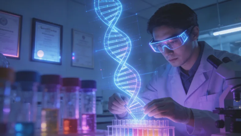 医生与患者共同查看基因检测报告