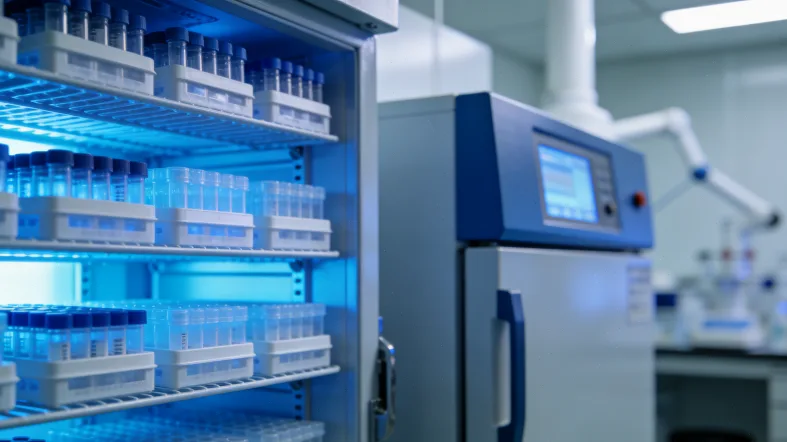 一位患者正在查看基因检测公司的宣传册，表情疑惑。