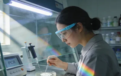 基因检测报告局部特写，显示EGFR突变与PD-L1高表达