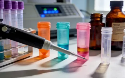 医生与肺癌患者拿着病理报告沟通的示意图