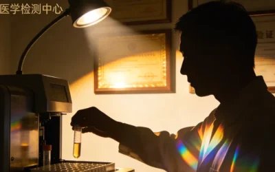 一位患者正在查看基因检测报告，表情关切