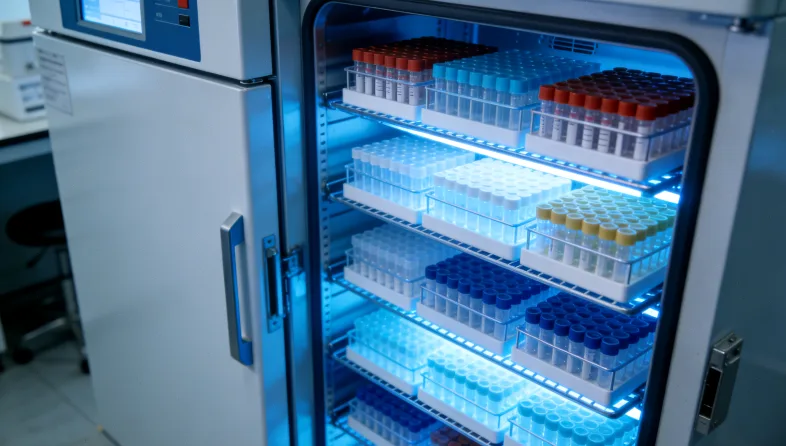 医生在电脑前认真查看基因检测报告图谱