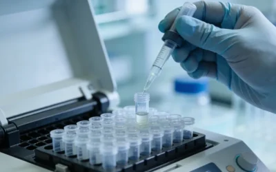 孕妇看着关于基因检测的宣传单，表情疑惑