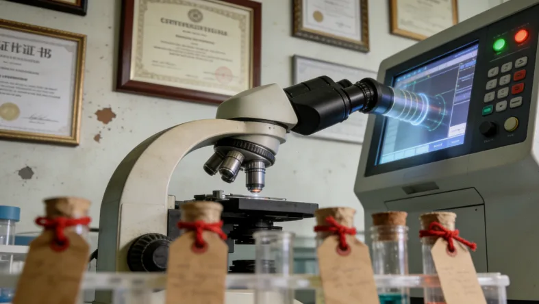 形象化的基因双螺旋与叶酸分子模型结合示意图