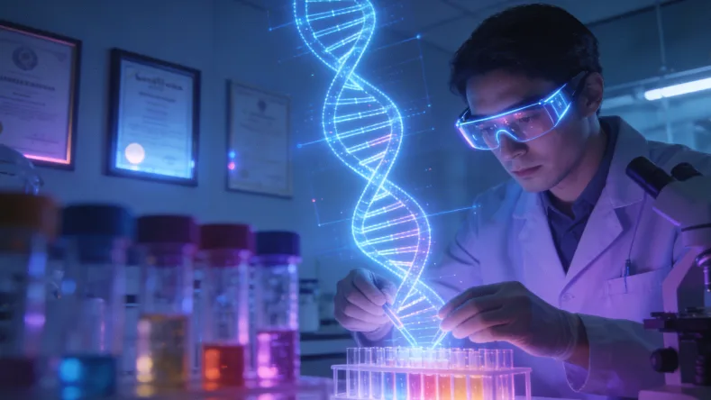 医生和患者在诊室交流，患者手指向报告