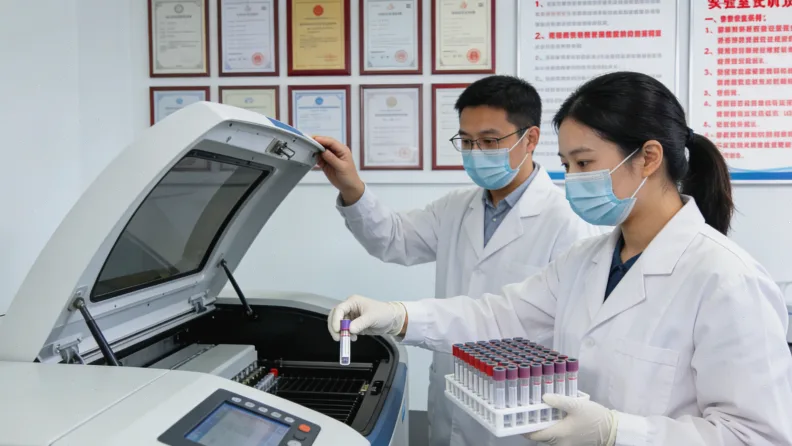 形象比喻：不同小人（代表酶）以不同速度处理药丸。