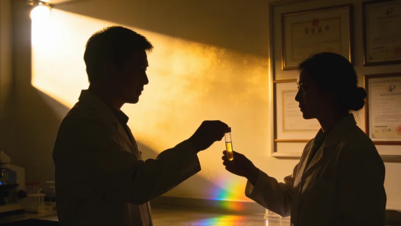 比喻图：基因代码像一把独特的钥匙插入药瓶