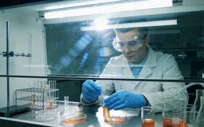 一个人正对着一份基因检测报告和一堆食物思考