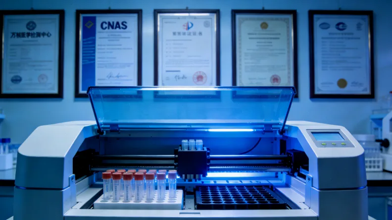 形象化的DNA双螺旋结构旁边有一个家族树图标