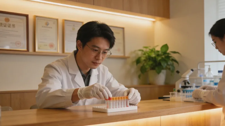 医生与患者对着电脑(显示报告)沟通的场景