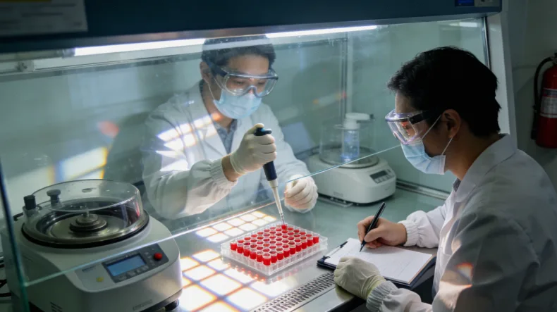 DNA双螺旋与药丸结合的抽象概念图