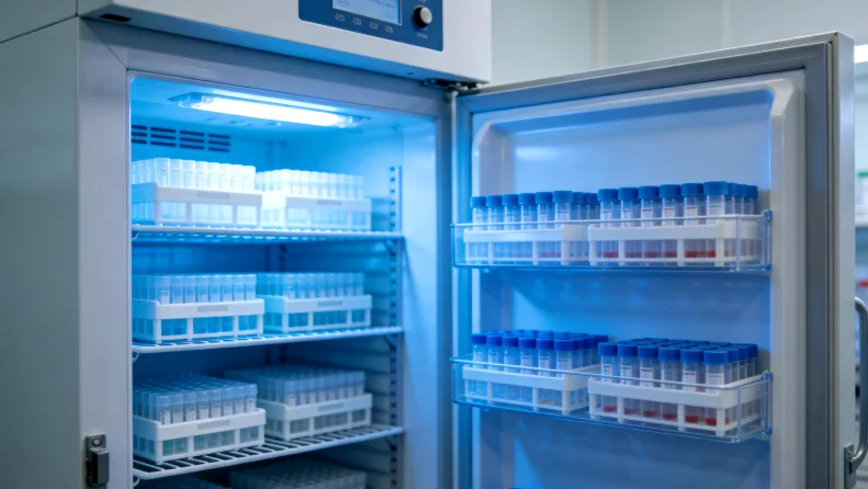 一个人困惑地看着血脂化验单和药瓶