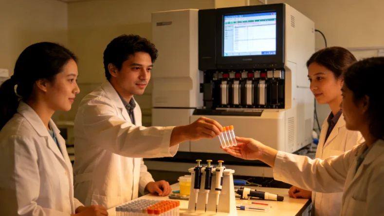 护士正在采集静脉血样用于基因检测