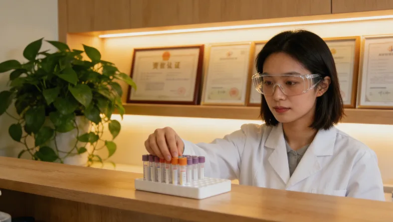 临床营养科医生在诊室与患者交谈,桌上放着饮食记录本。