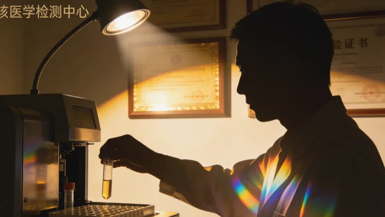 医生与患者面对面沟通,桌上放着血压计和药盒的插图