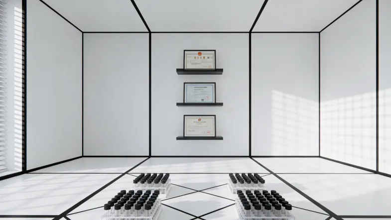 一位中年患者对比看着两份不同的医学报告,面露困惑