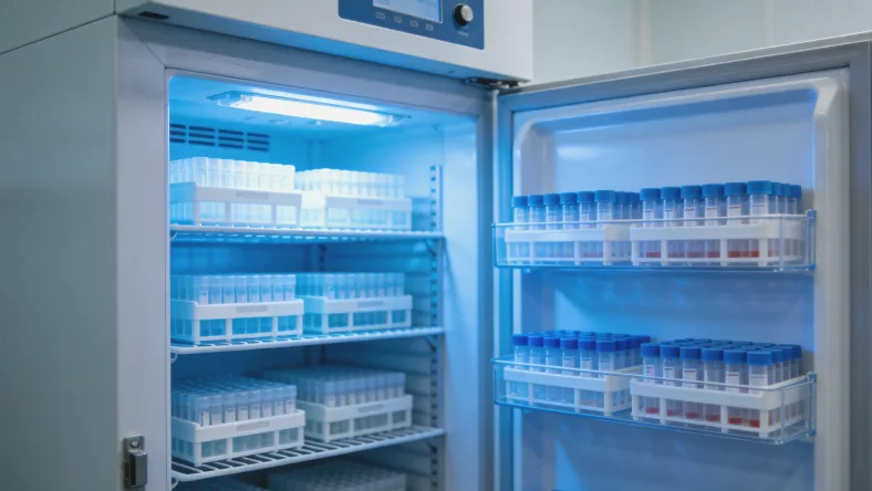 一位老年患者正在医院抽血窗口进行采血