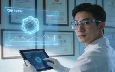 一个人正对着一份基因检测报告和一份保险合同犹豫不决