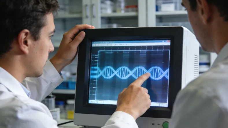 医生与患者共同查看基因检测报告