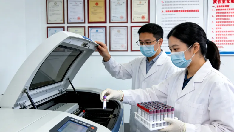 医生与患者沟通穿刺与抽血选项示意图