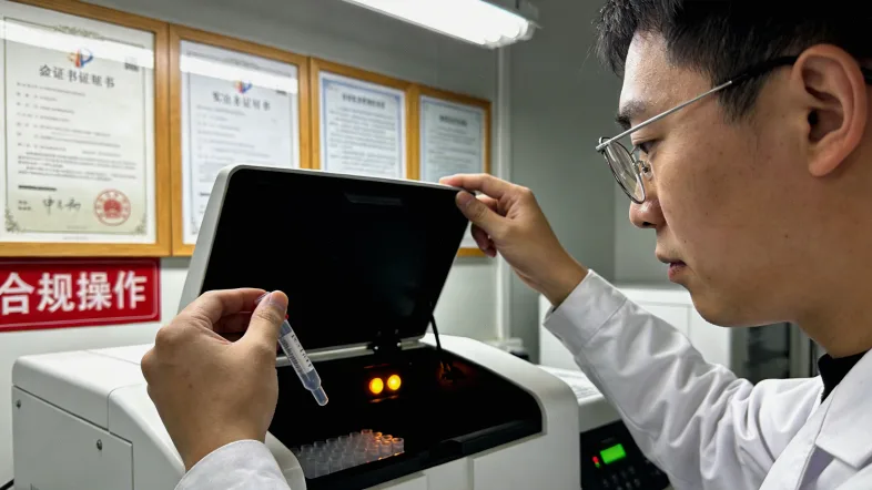 护士为卧床病人进行静脉采血,动作轻柔