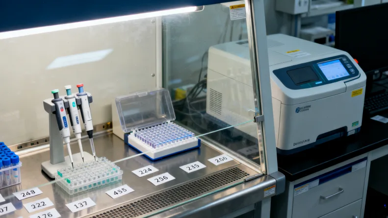 基因检测报告单局部特写,突出突变位点