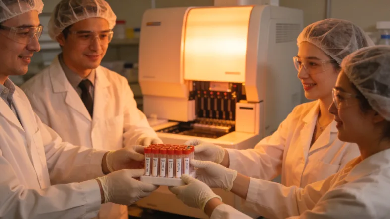 一张形象对比图：左边是基因螺旋图谱（地图），右边是医生看诊场景