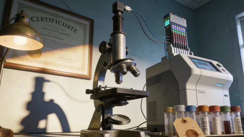 遗传咨询师正在向家属解释报告的场景