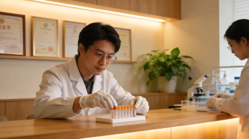 医生与患者家属沟通基因检测方案的场景