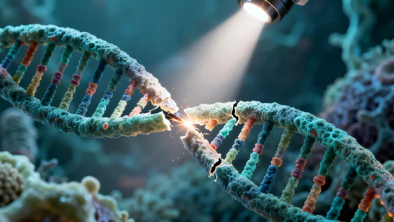 一位女性正在家中桌旁认真阅读一份医学报告