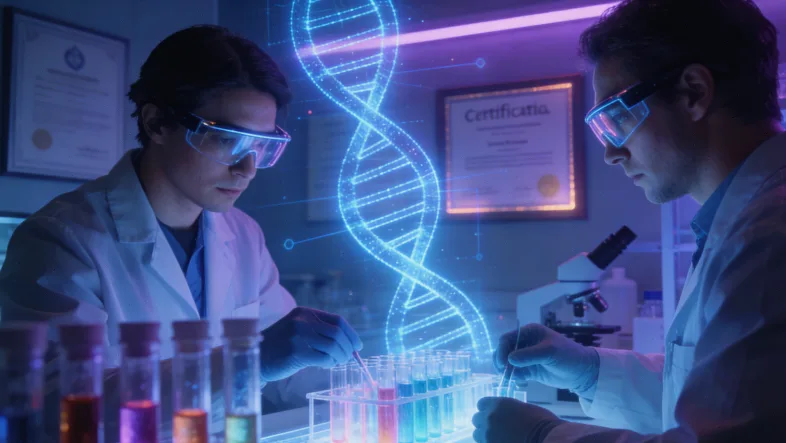 病理医生在显微镜下观察组织切片