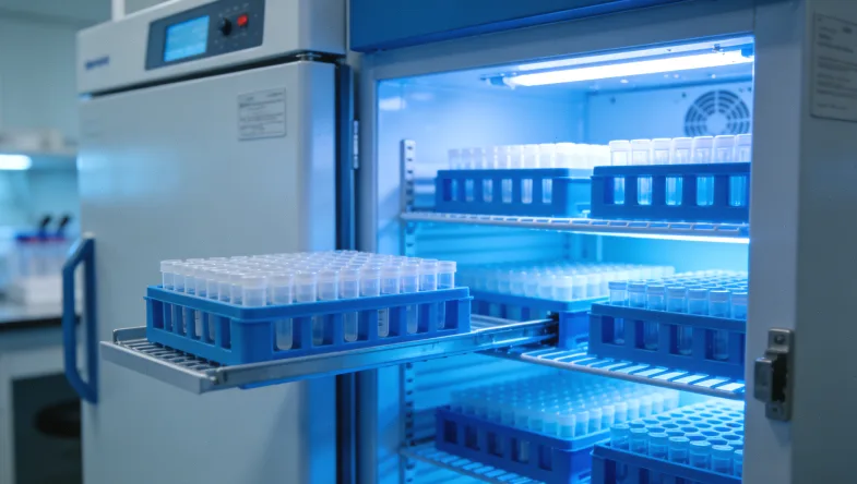 病理科医生调取蜡块工作场景