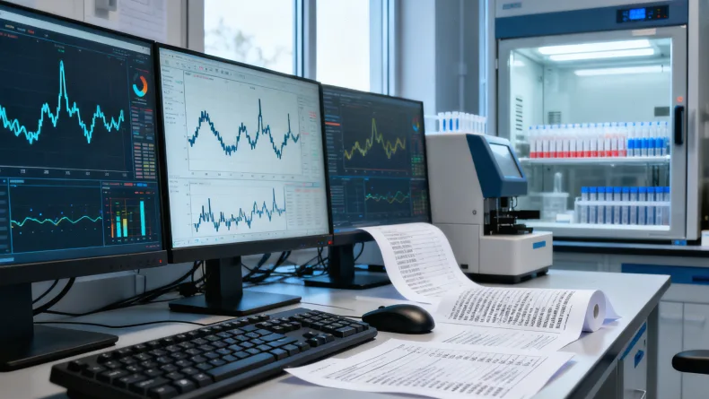 病理科医生从蜡块上切取超薄组织片