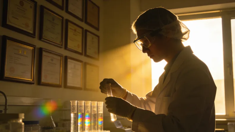 FISH检测显示HER2基因（红色信号）未扩增示意图