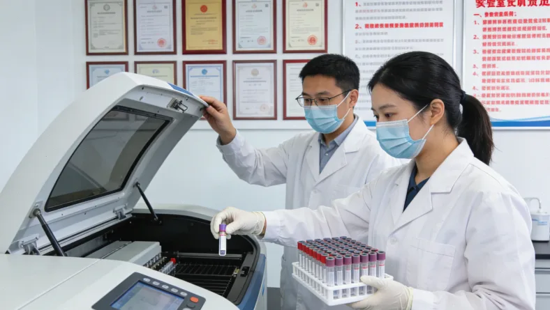 显微镜下的乳腺癌细胞IHC 3+染色图