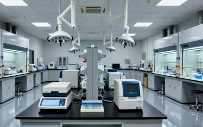 实验室技术人员操作高通量测序仪