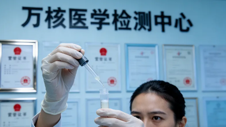 显微镜下观察蜡块对应的肿瘤组织切片